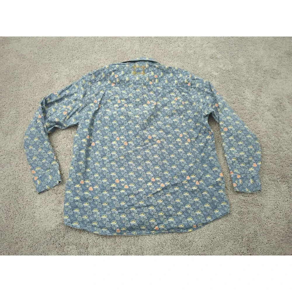 Indigo Palms Tommy Bahama Button Up‎ Shirt Mens 2XL Floral Long Sleeve Casual - Picture 6 of 7